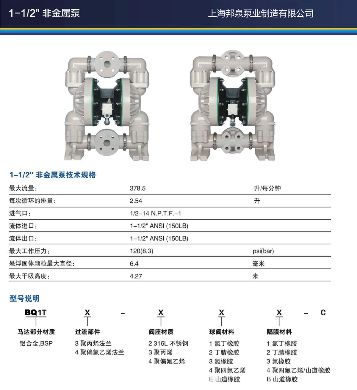 BQ1T3-344-C 一寸非金屬塑料聚丙烯氣動隔膜泵
